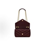 SAINT LAURENT YSL LOULOU distressed bronze metal accessories single-shoulder bag, small size for women in wine red